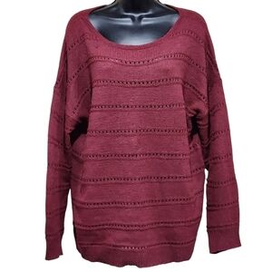 SHEIN Women's Sweater Oversized Layering Tunic Knit Burgundy Plum Wine Size L